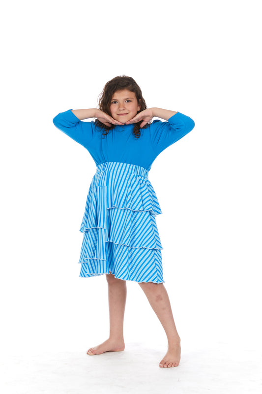 Blue Ribbed Top D-1716