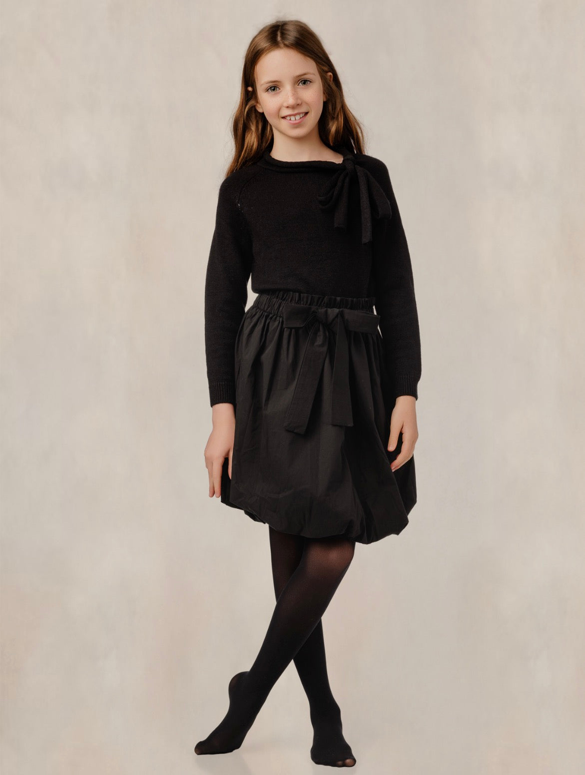 Black Front Bow Bubble Skirt GW6152S-A