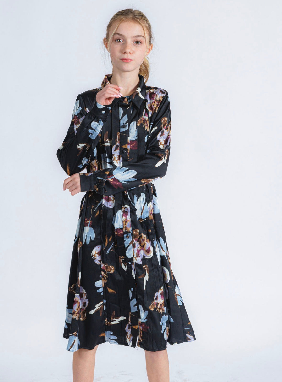Blue Floral Dress T-351