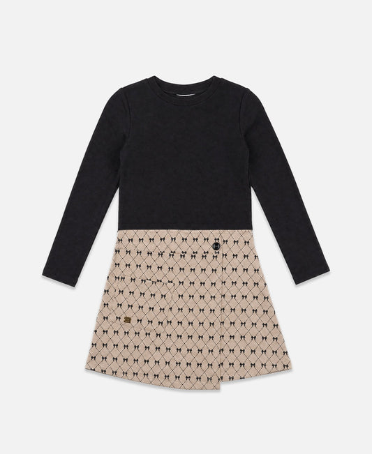 Black Bi-Material Dress J20Q98