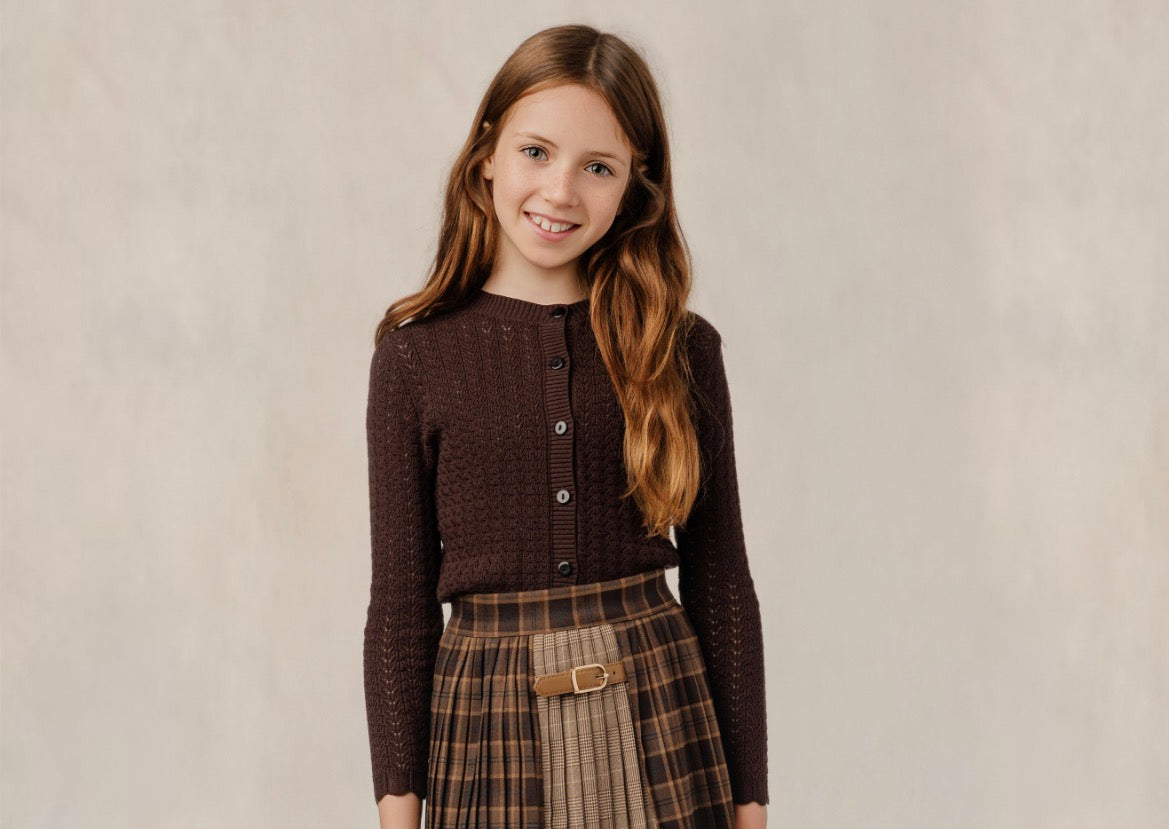 Brown Textured Cardigan GW6104T-A