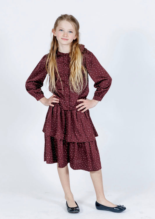 Burgundy Tiered Mini Heart Skirt G-124