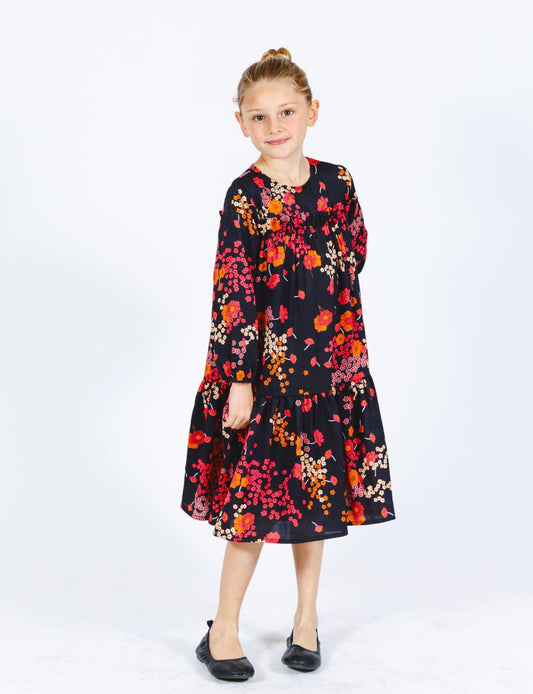 Orange/Red Floral Dress G-136