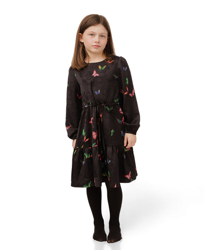Black Butterfly Drawstring Dress GW5615D-A