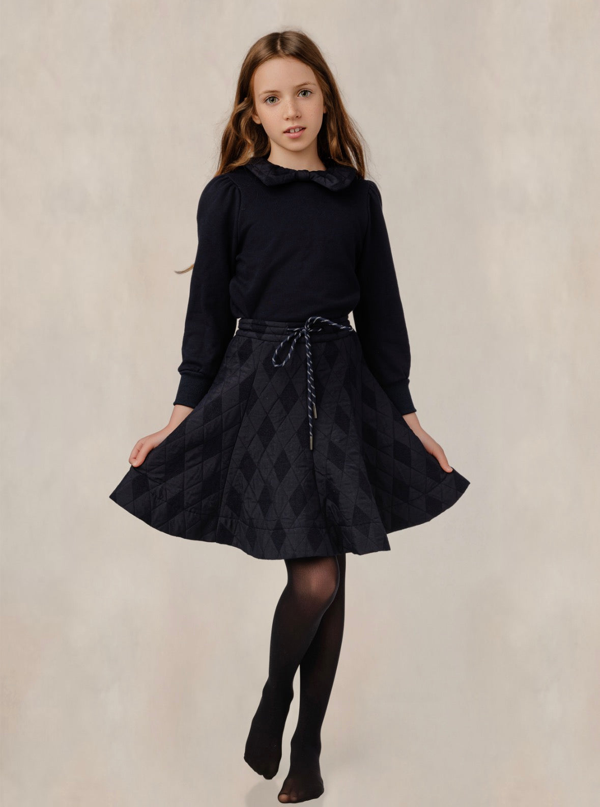 Navy Quilted Circle Skirt GW6062S-B