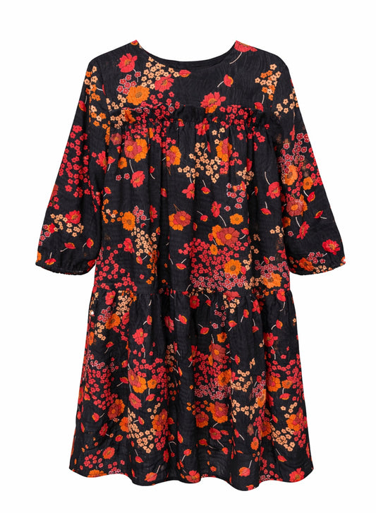 Orange/Red Floral Dress G-136