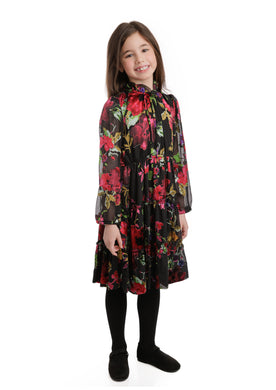 Black Dress w/ Red Multi Print GW4250D-A