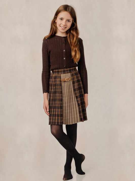 Brown Plaid Mix Skirt GW6104S-A