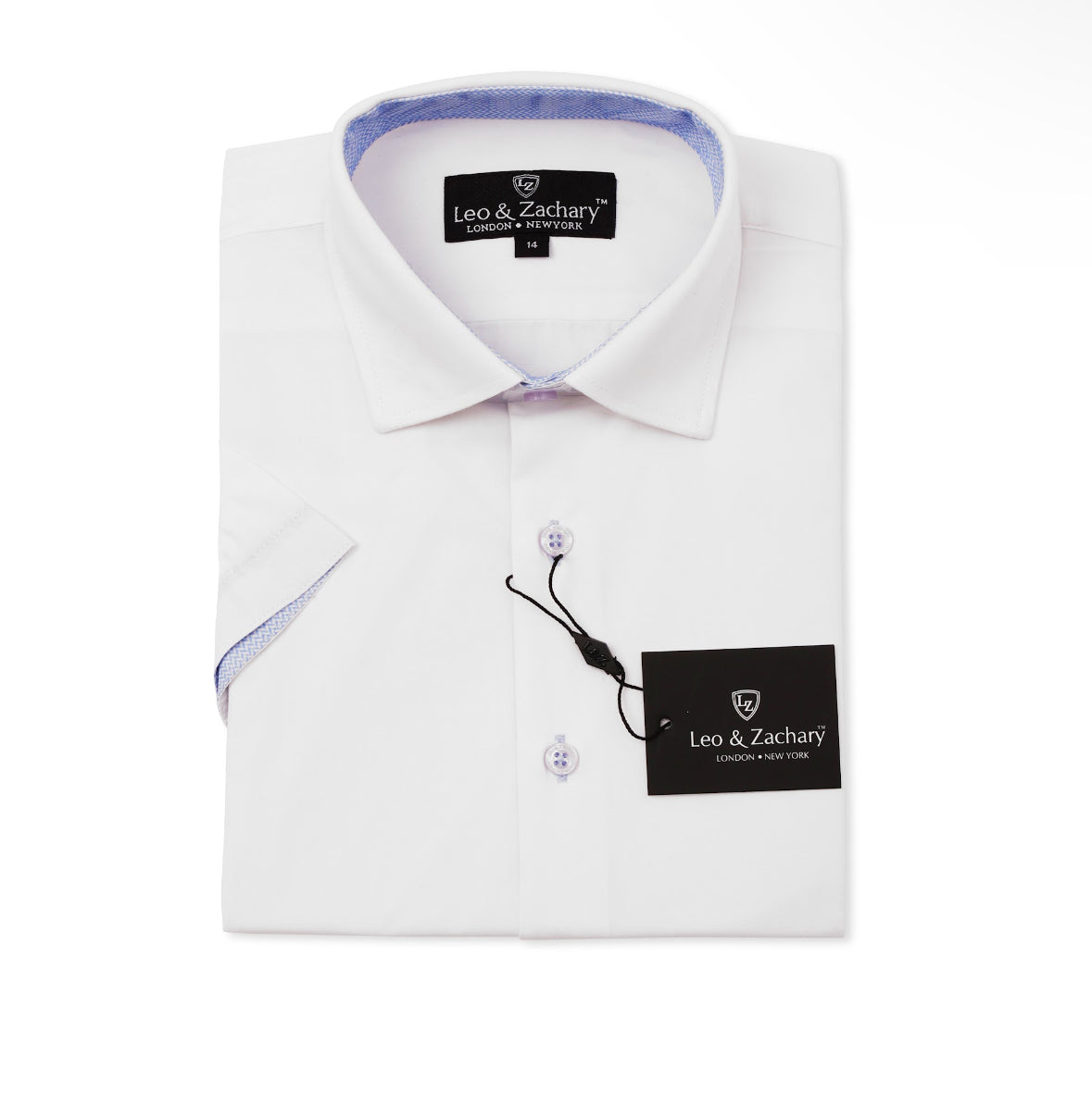 White/Lt. Blue Short Sleeve Dress Shirt 50039