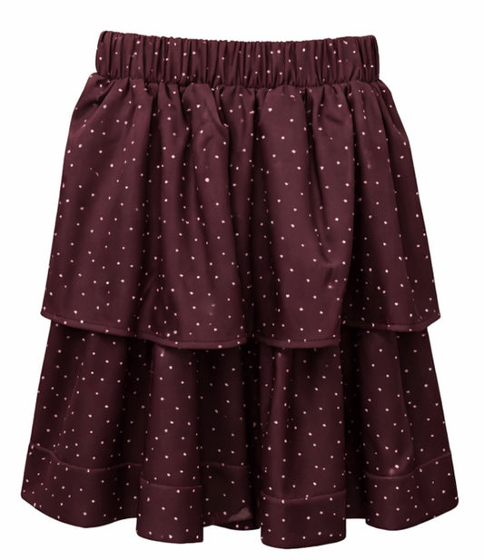 Burgundy Tiered Mini Heart Skirt G-124