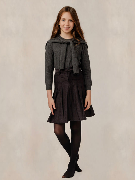 Grey Front Tie Sweater GW6013-A