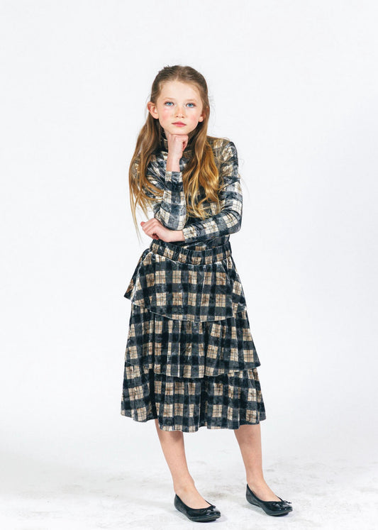Tiered Plaid Skirt G-120