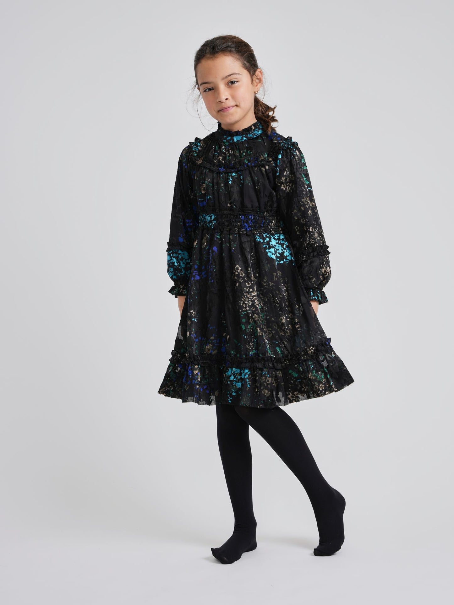 Blue Chiffon Floral Dress GW23435-B