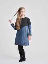 Load image into Gallery viewer, Black Sweatshirt Top Denim Dress  GW23672-A