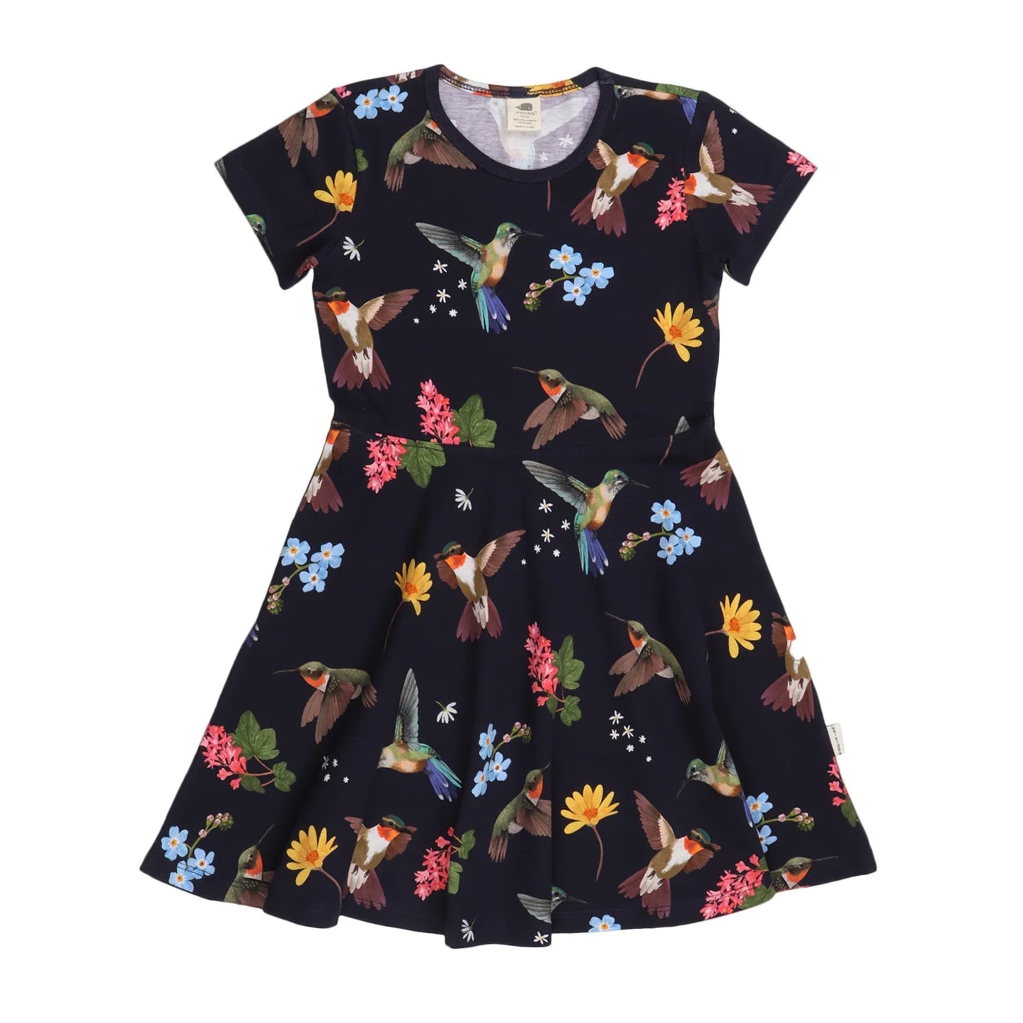 Hummingbirds Around Flowers-Flared  Dress