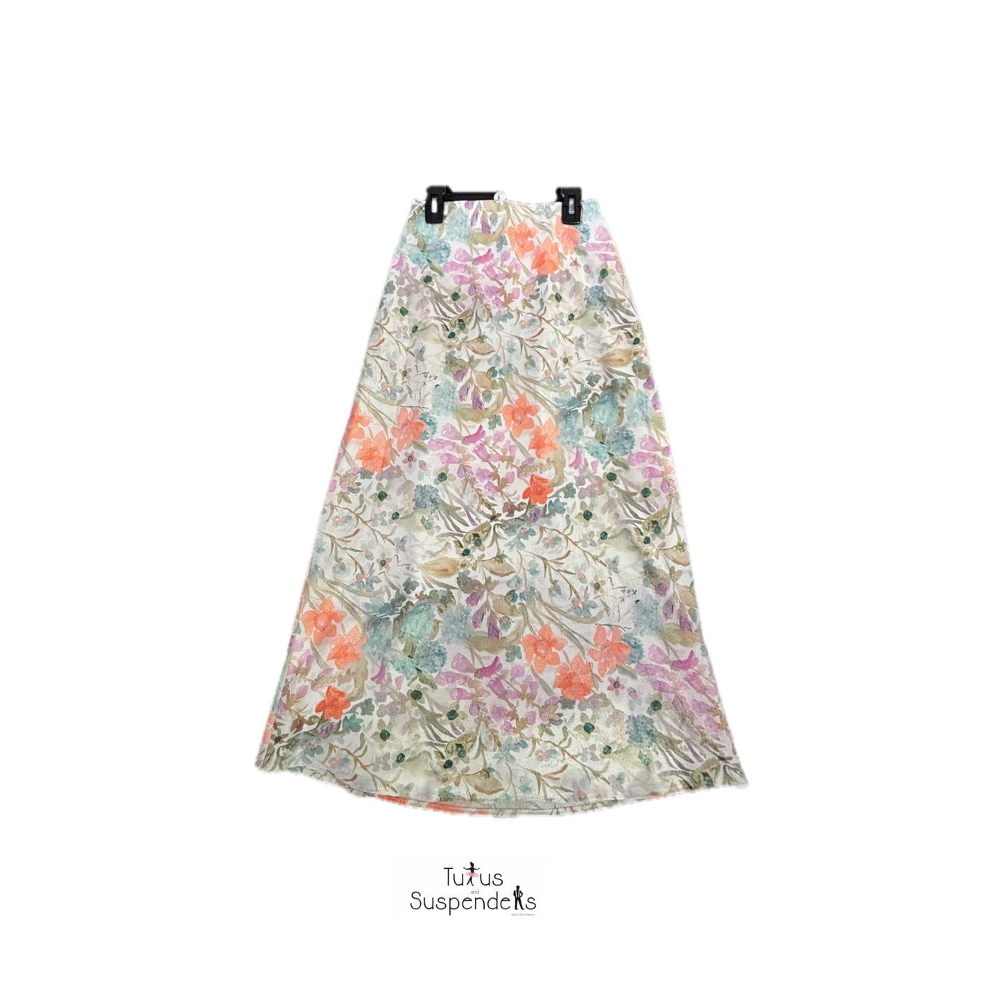 Leah Teal Floral Print Slip Skirt J261-6768