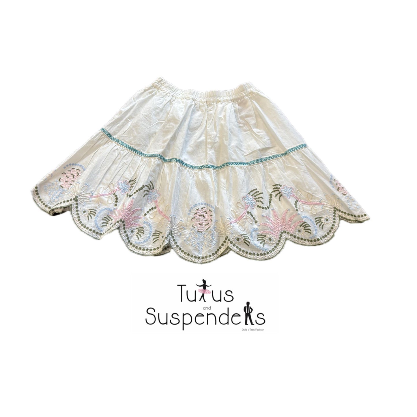 Embroidered Cotton Hem Skirt 182072