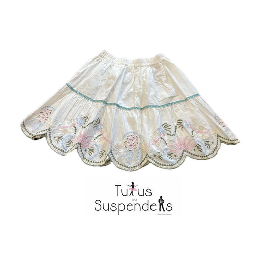 Embroidered Cotton Hem Skirt 182072
