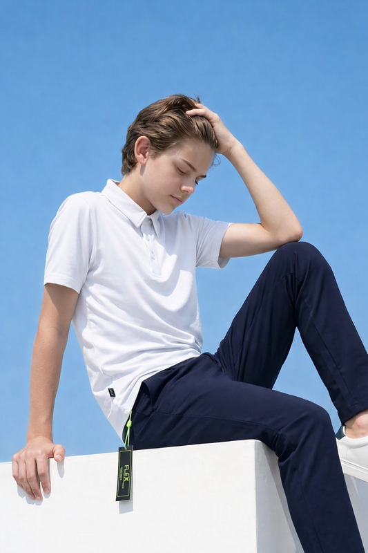 L&Z White Athletic Flex Polo Shirt