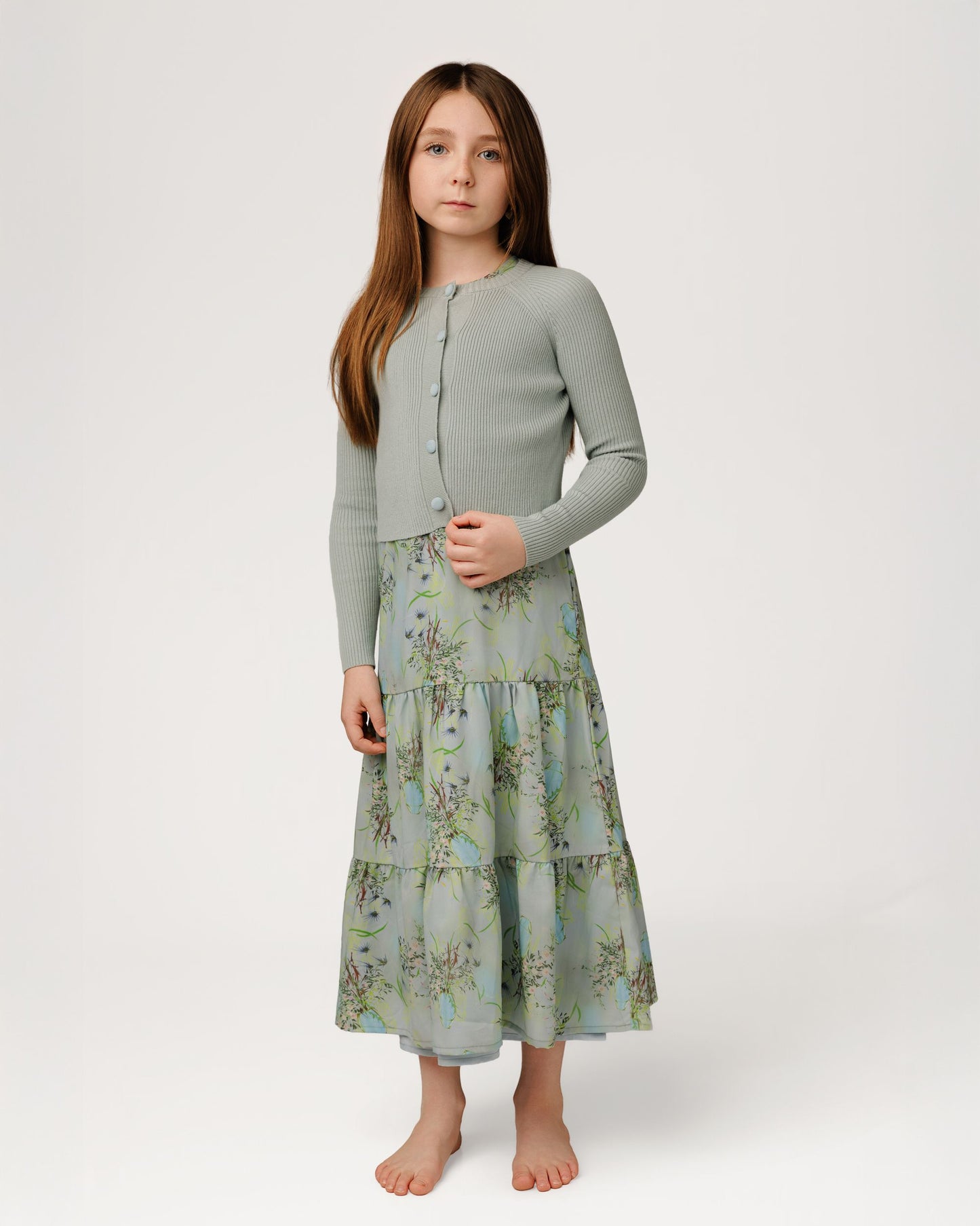 GS6406D Sage Green Dress w/ Cardigan