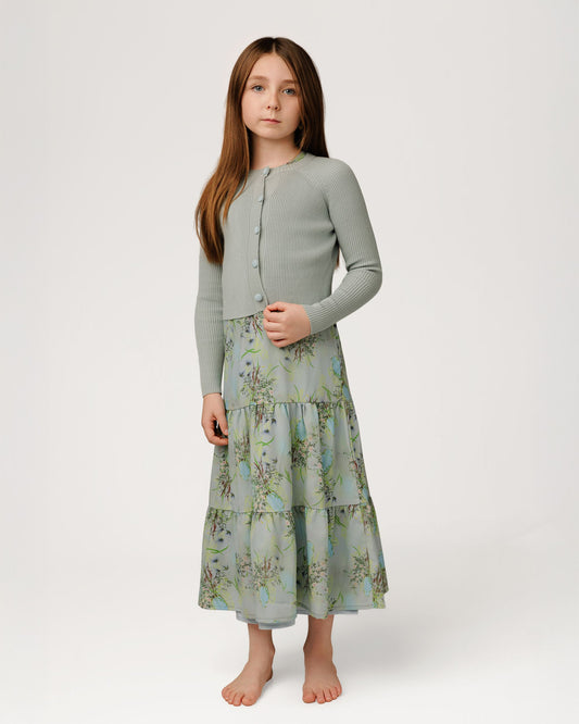 GS6406D Sage Green Dress w/ Cardigan