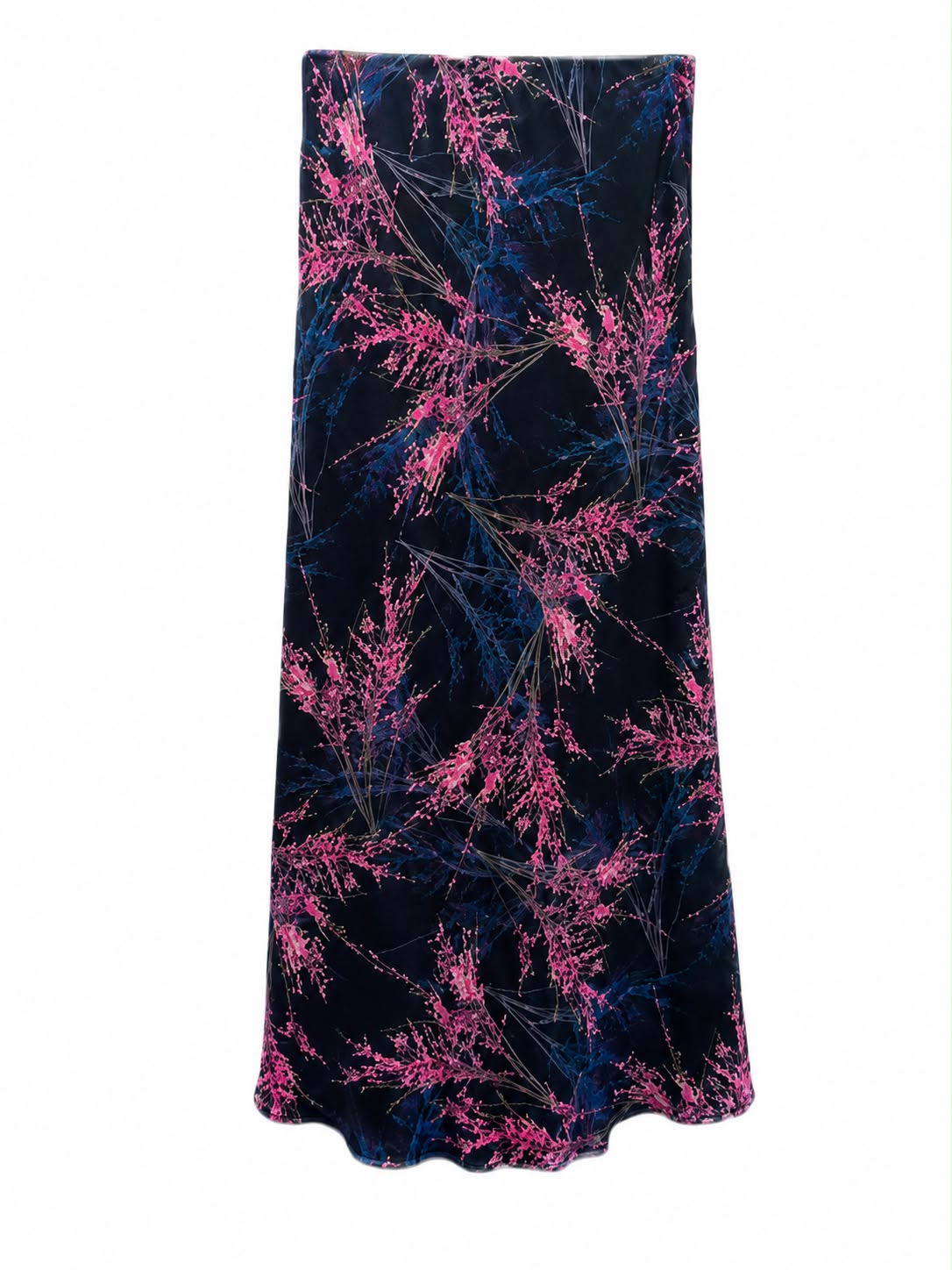 Leah Navy and Pink Floral Print Slip Skirt J262-6683
