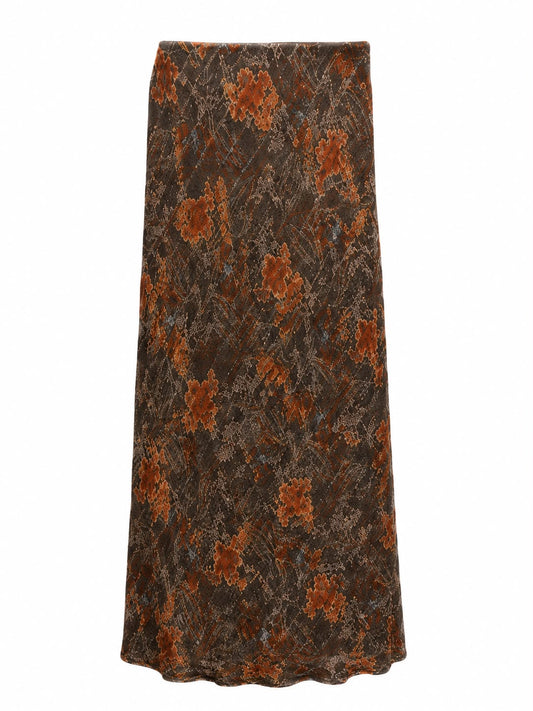 Leah Olive Print Slip Skirt J262-6683