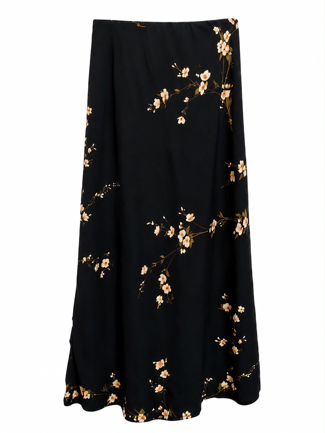 Leah Black and Almond Floral Print Slip Skirt J262-6683