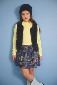 N508-5703 Floral Smocked Layered Skirt