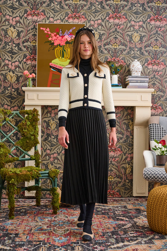 Pleated Cardigan Dress T-1156