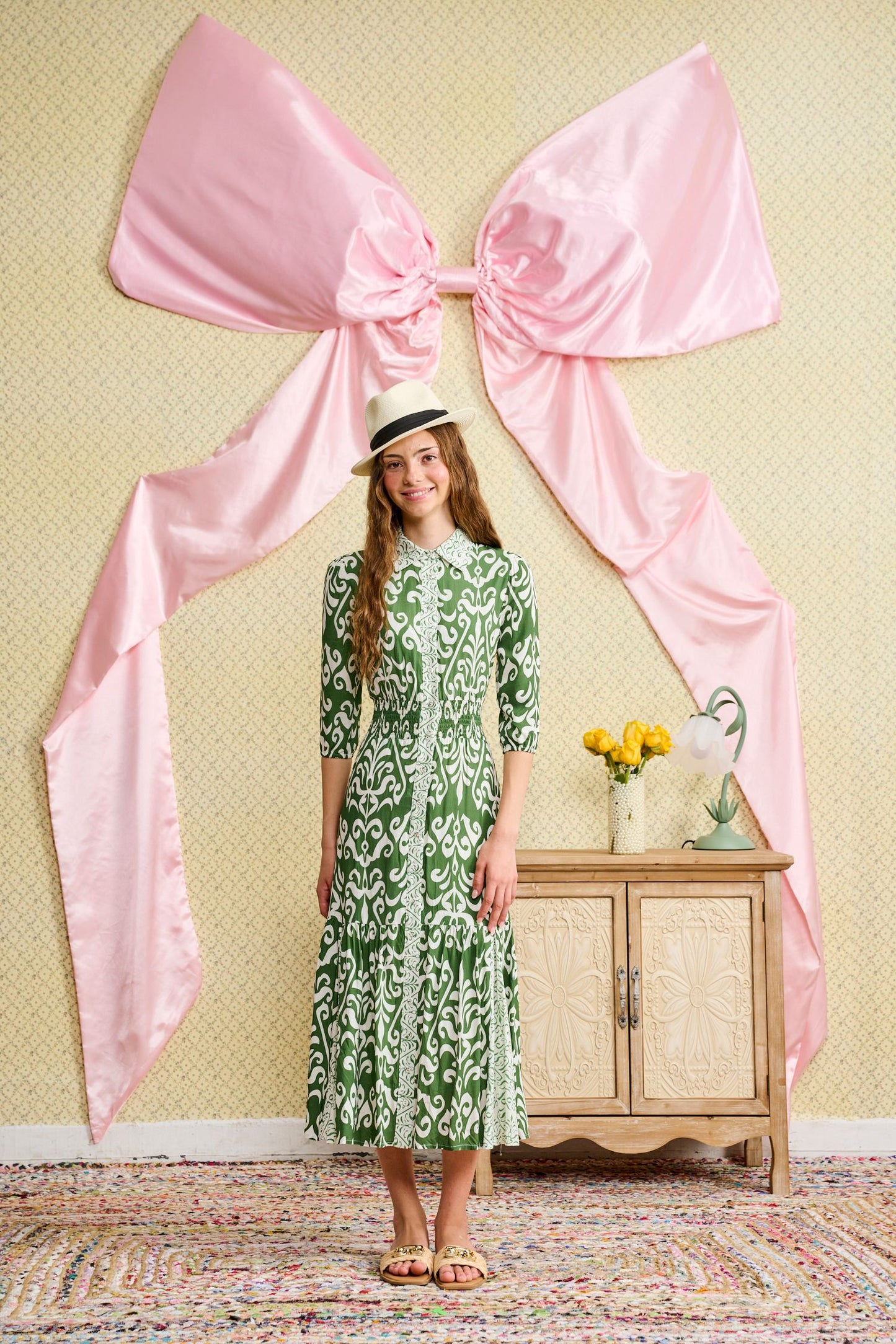 Green Print Dress T-1243-A