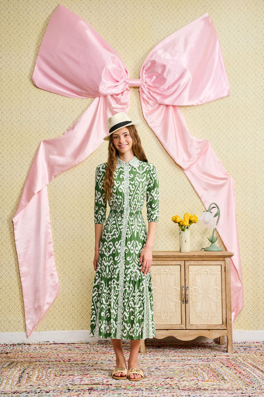 Green Print Dress T-1243-A