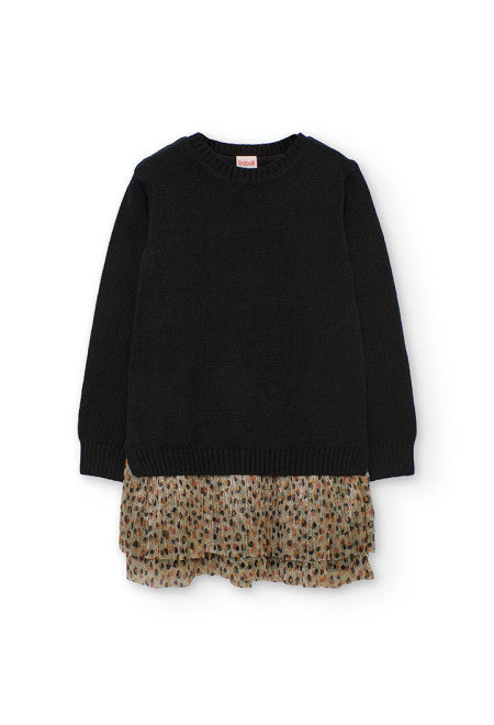 722270-890 Pleated Bottom Knit Dress