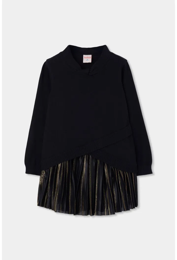 Black/Gold Combined Fabric Knit Dress 784076-890