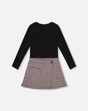 Load image into Gallery viewer, H20K86 Bi-Material Houndstoothn Jacquard Dress