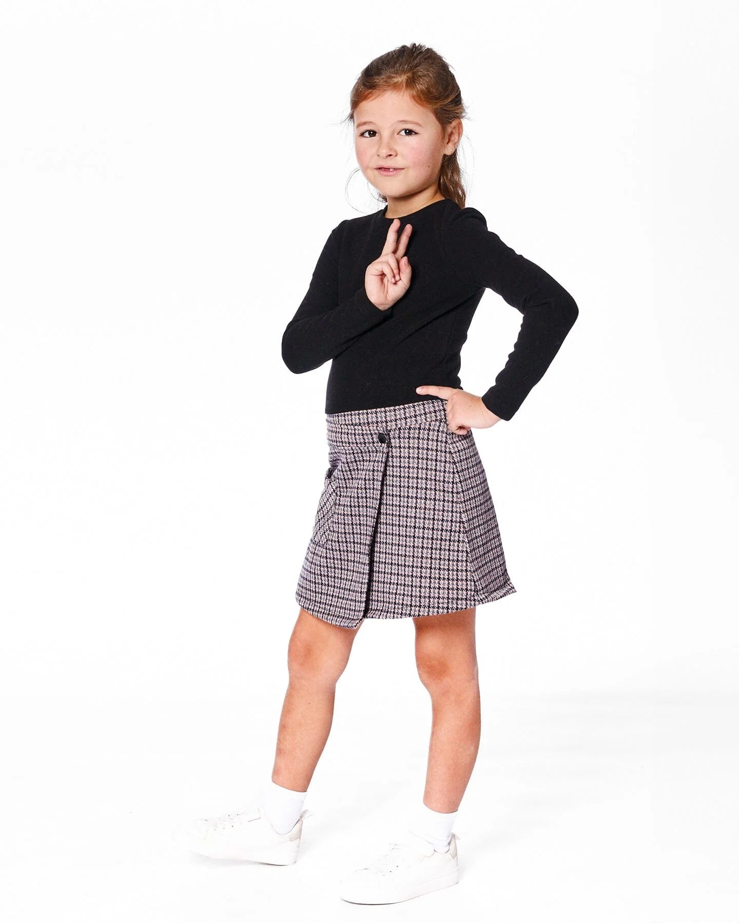 H20K86 Bi-Material Houndstoothn Jacquard Dress