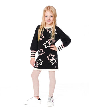 H20QT94 Knit Dress w/ Jacquard Stars