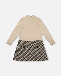 H20Q87 Bi-Material Mock Neck Dress
