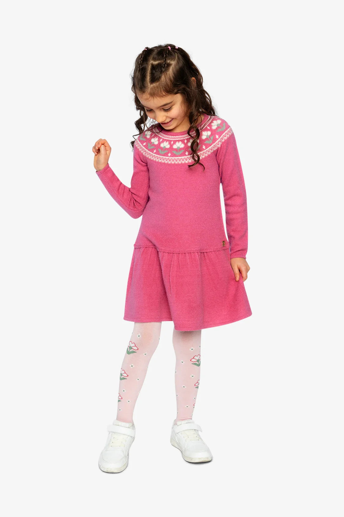 J20KT85 Knit Dress w/ Flower Jacquard