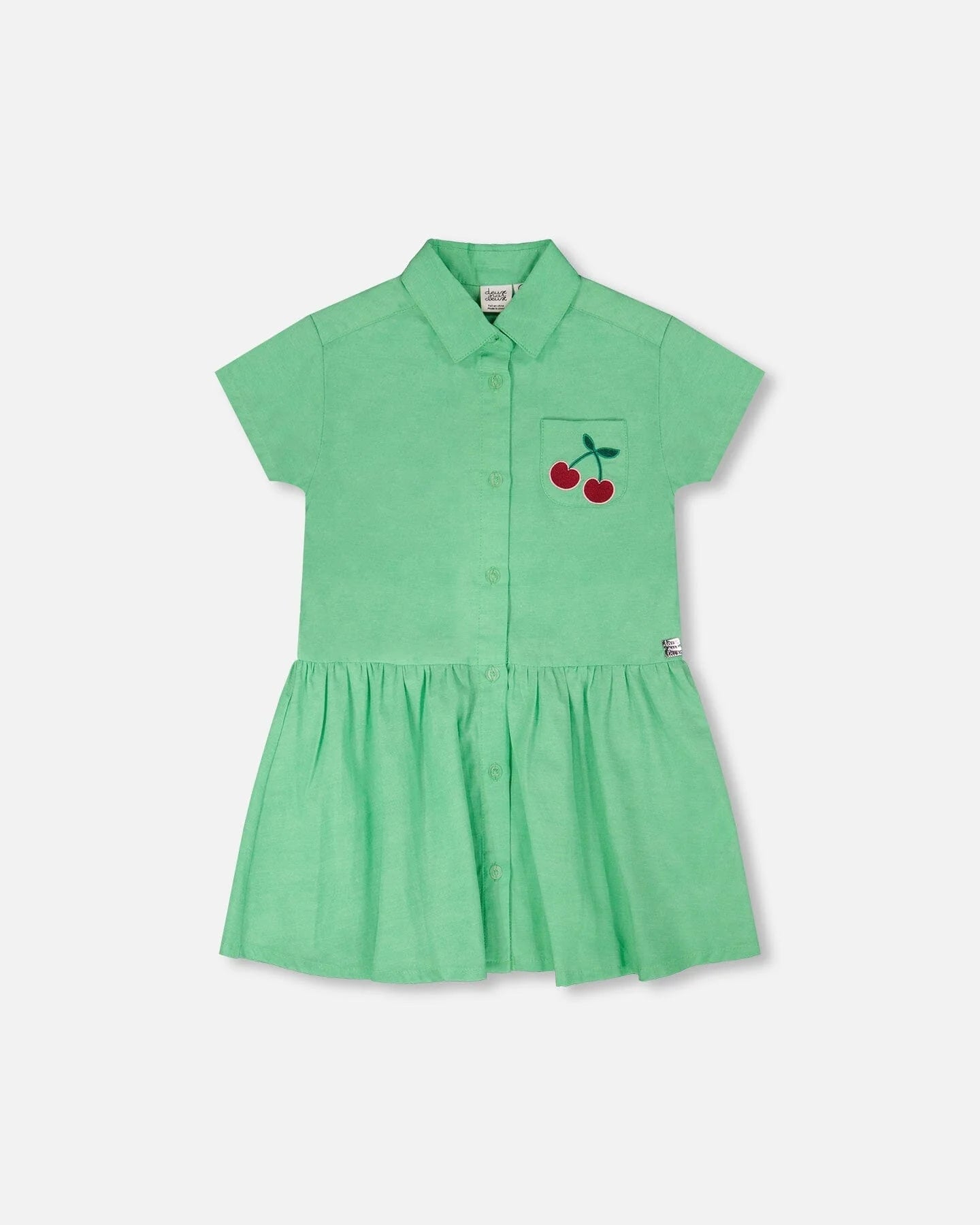 H30L88 Cotton Shirt Dress With Embroidery Green