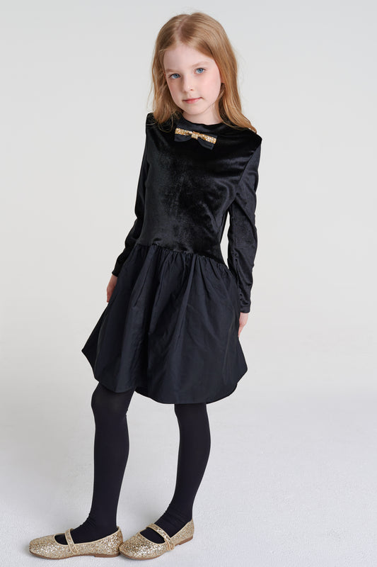 Velvety Black Dress DSL0327