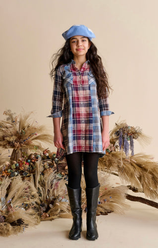Red Blue Flannel Dress 1605
