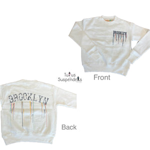 White Brooklyn Drip Crewneck Sweatshirt KOD721