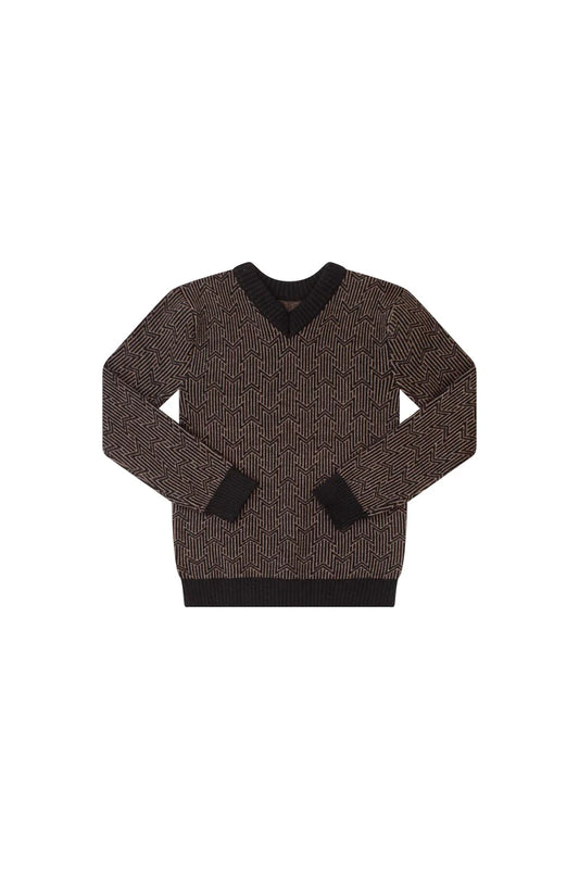 Geometric Black Sweater G2436