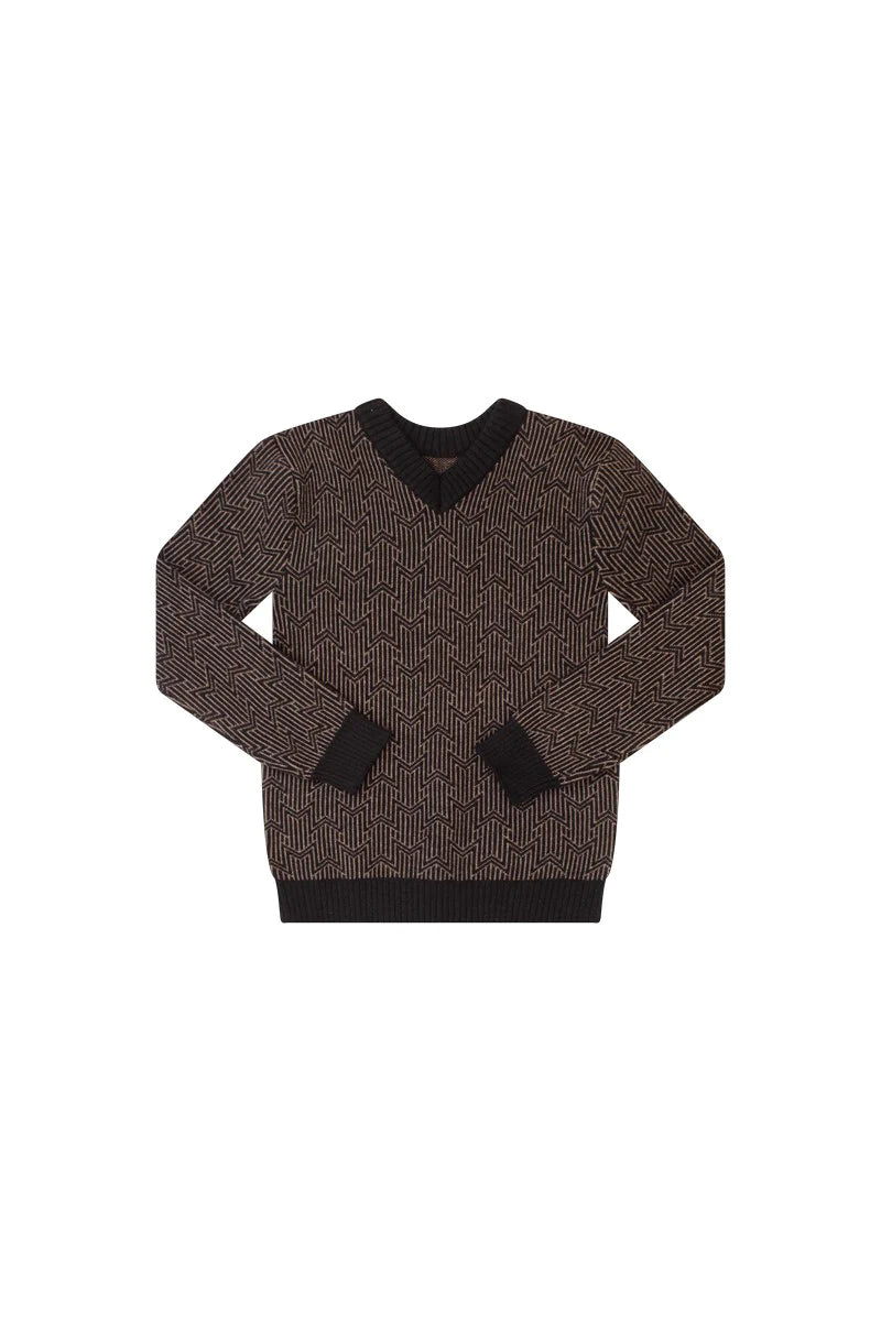 Geometric Black Sweater G2436
