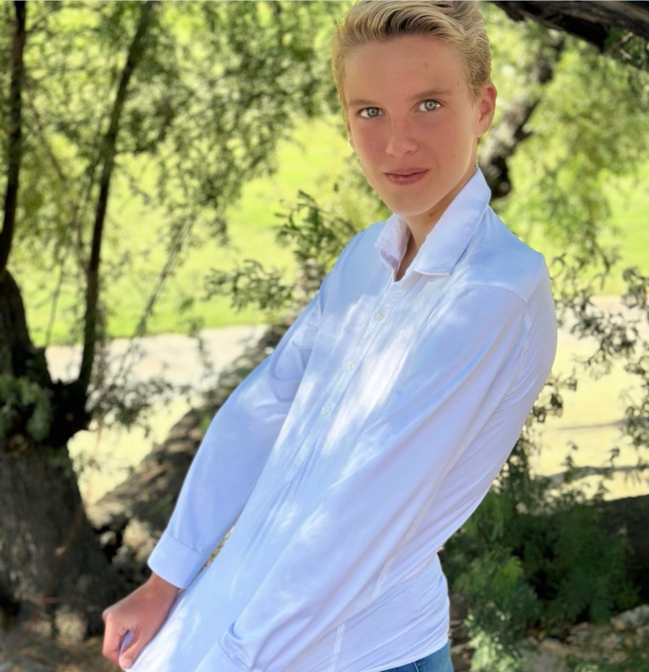 Light Blue 4 Way Stretch L/S Dress Shirt 5590