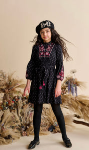 Black with Maroon Embroidery Dress 1531