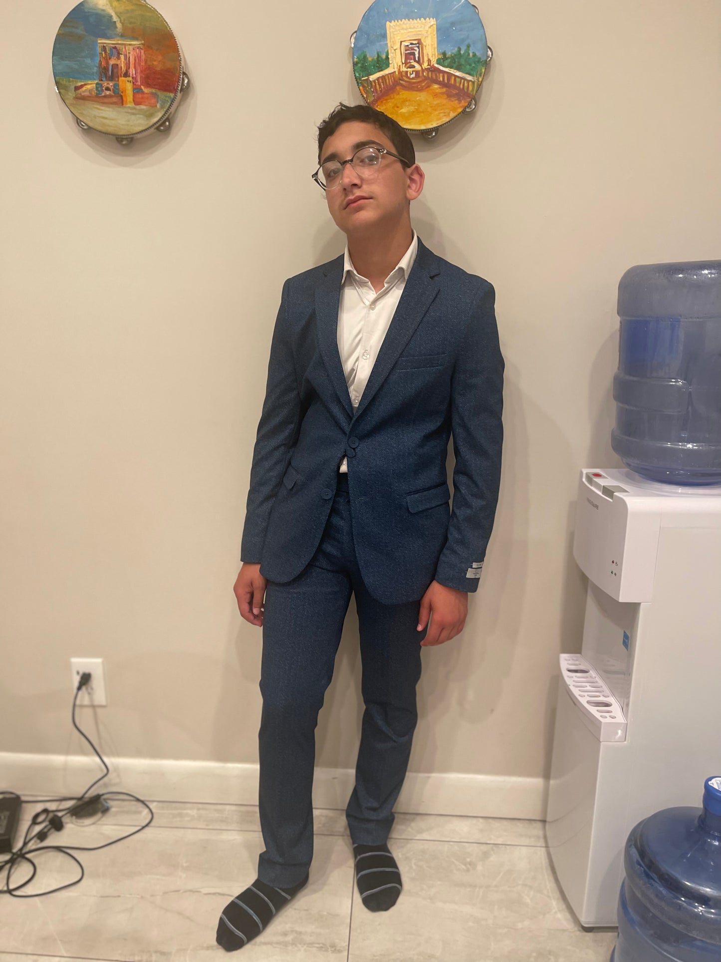 Blue Herringbone Stretch Suit 9131-262