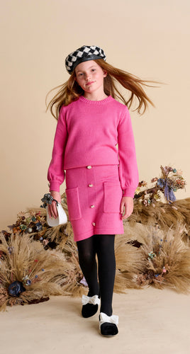 Bright Pink Pocket Knit Skirt 1517