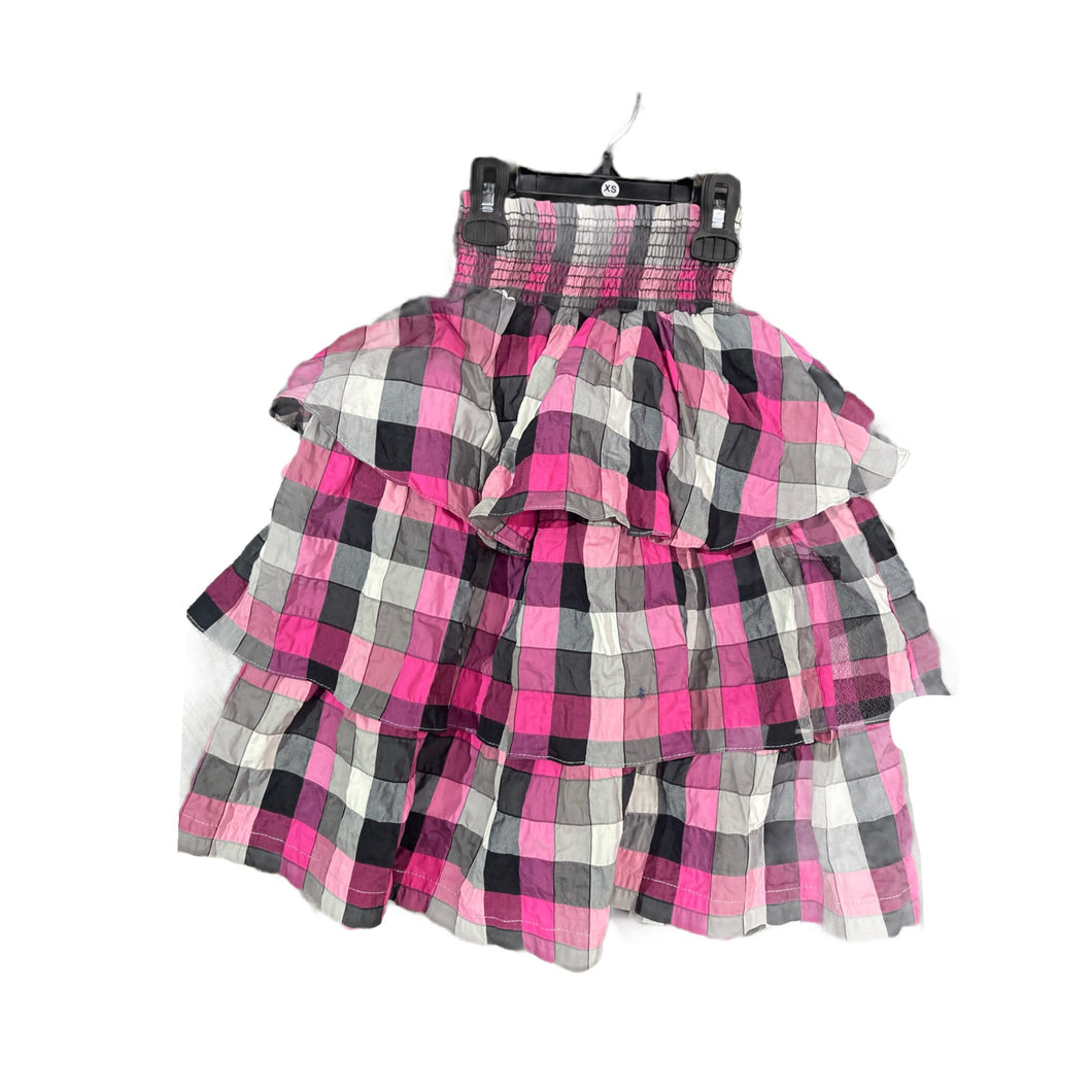 Pink Plaid Tiered Skirt J232-6560